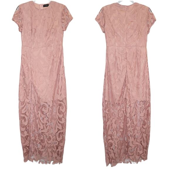 PrettyLittleThing Nude Lace Cap Sleeve Maxi Dress, Size 8, EUC - Picture 3 of 11